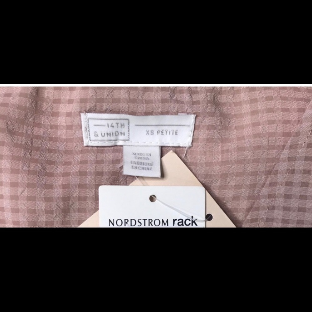 NWT 14th & Union tan buffalo plaid sheer tunic XSP - Picture 5 of 6